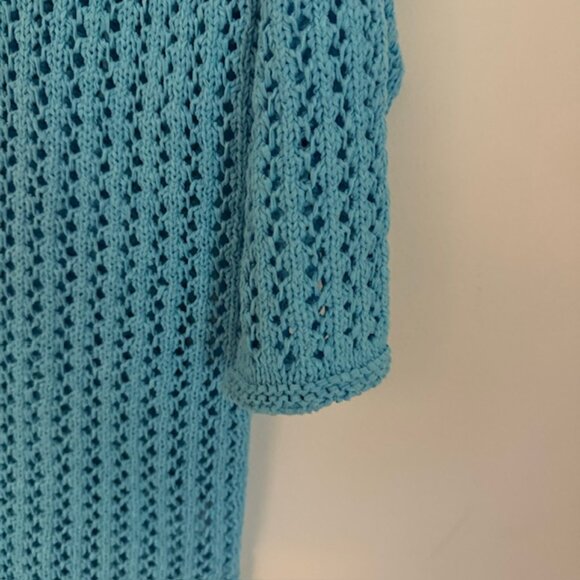 J. Jill Open Knit Blue 3/4 Sleeve Sweater Size Small - Picture 2 of 5